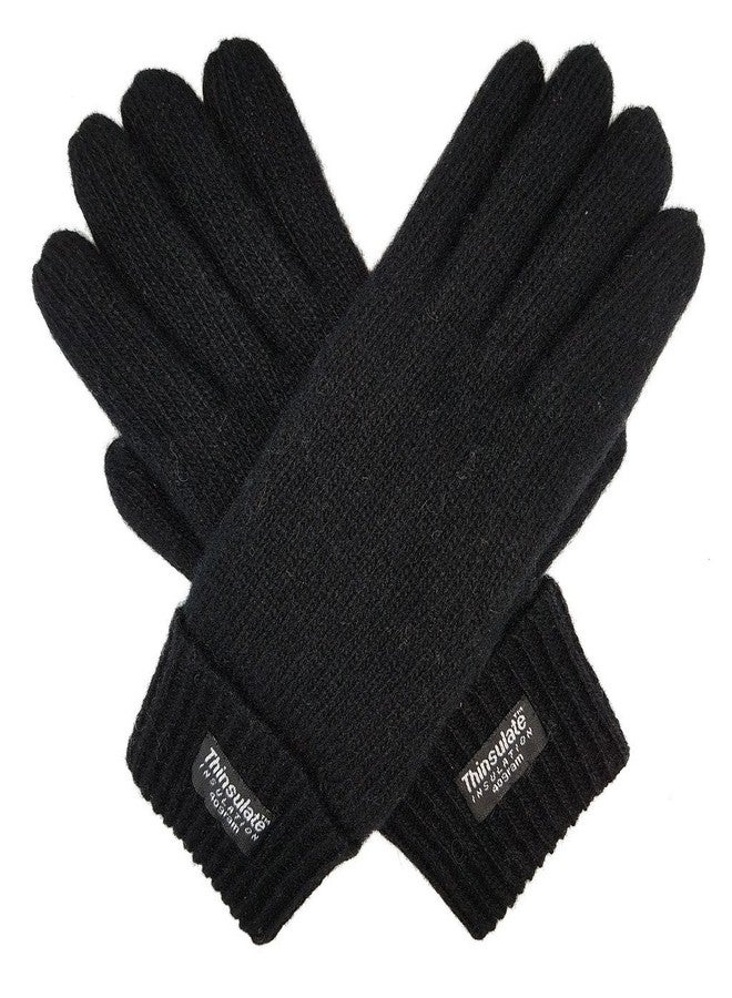 BRUCERIVER Ladie's Wool Knit Gloves with Thinsulate Lining Size M (Black) - Image 1
